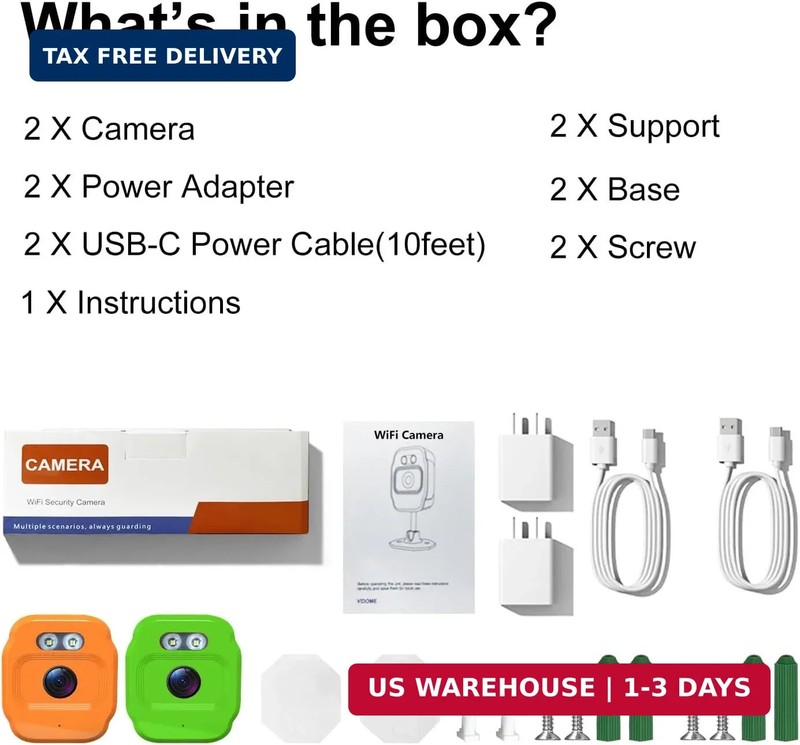 2Pcs 1080P WiFi Security Cameras, Baby Monitor Indoor Security Camera, Cat&Dog C gallery