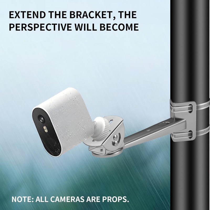 Security Camera Corner Pole Mounting Bracket Stainless Steel Mount with Exten... gallery