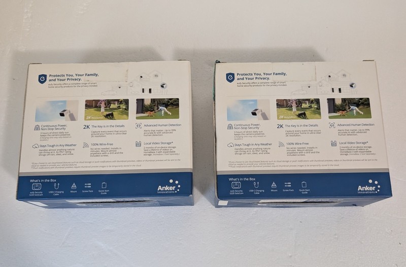 Lot of 2 Eufy Security S220 SoloCam 2K Solar Wireless Outdoor Cameras T8134 New gallery