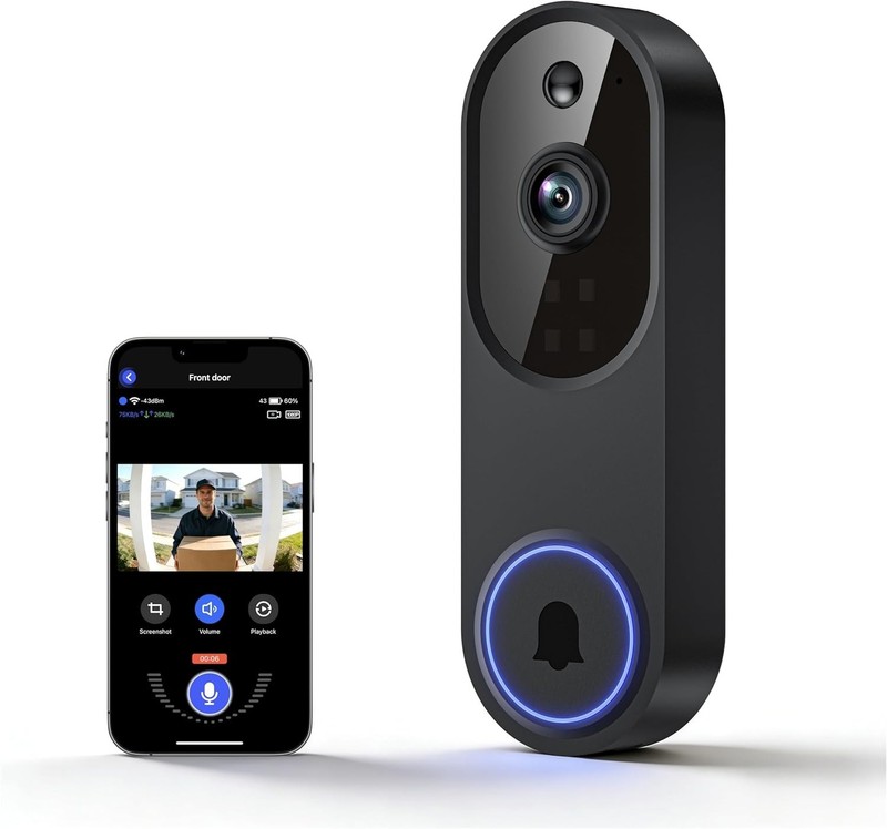 1080P Wireless Video Doorbell Camera AI Motion Night Vision 2-Way Audio WiFi
