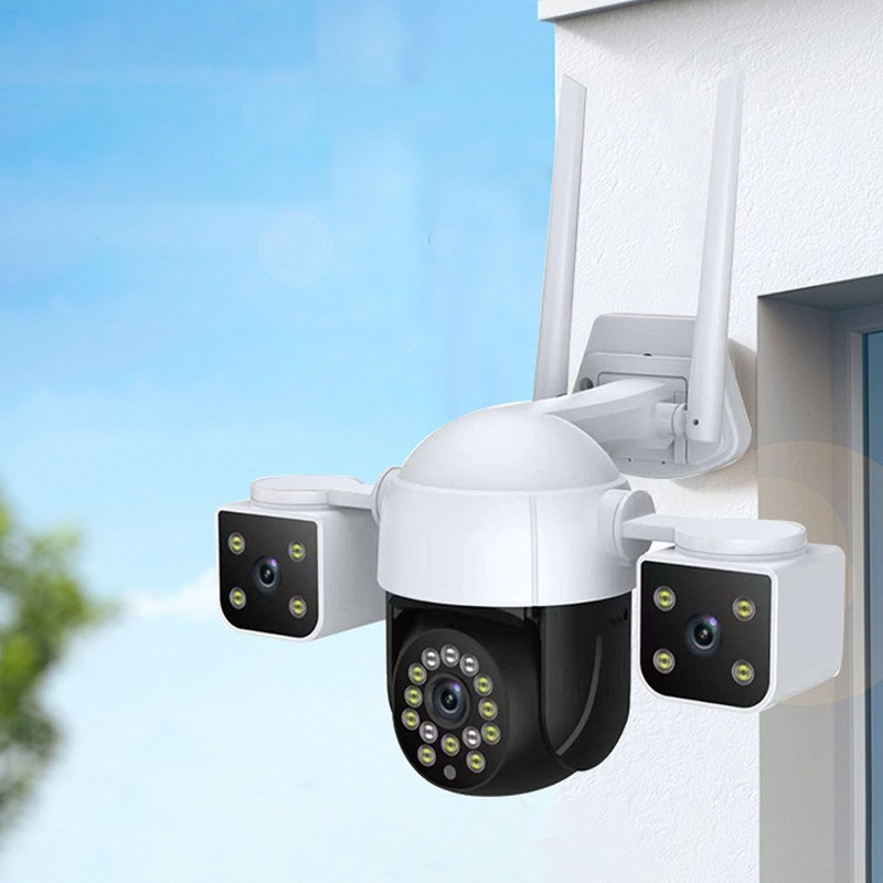 Wireless Security Camera Three Lens 6MP HD 360 Degree Pan Tilt 2 Way Talk Ou US gallery