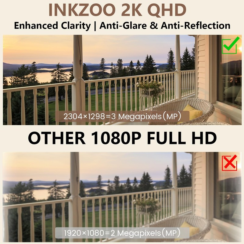 3MP 2K Window Camera, 2.4GHz & 5GHz WiFi Indoor Cameras for 2 Pack, White gallery