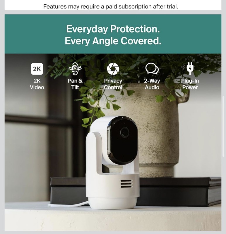 ~NISP~ Arlo Indoor Pan Tilt Pet Camera 2K 360 Degree Pan 180 Tilt Plug In
