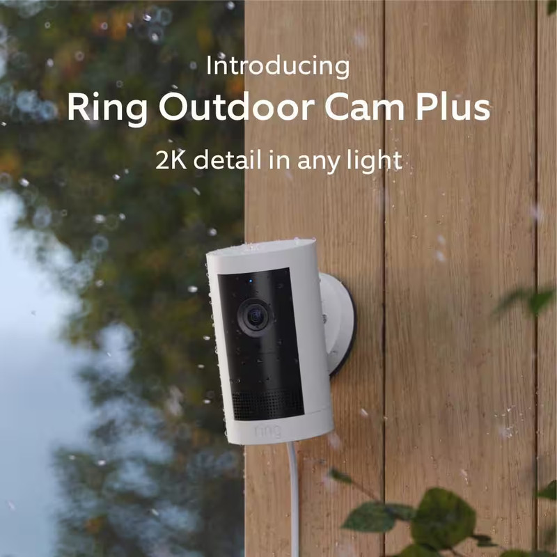 Outdoor Cam Plus, Plug-In Security Camera with 2K Video, Low-Light Sight, and Mo gallery