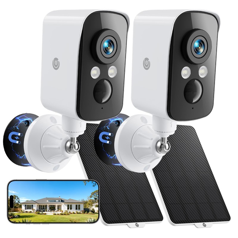 Wireless Outdoor, 2.4G WiFi, Battery & Solar Powered, Magnetic, Free Human De...