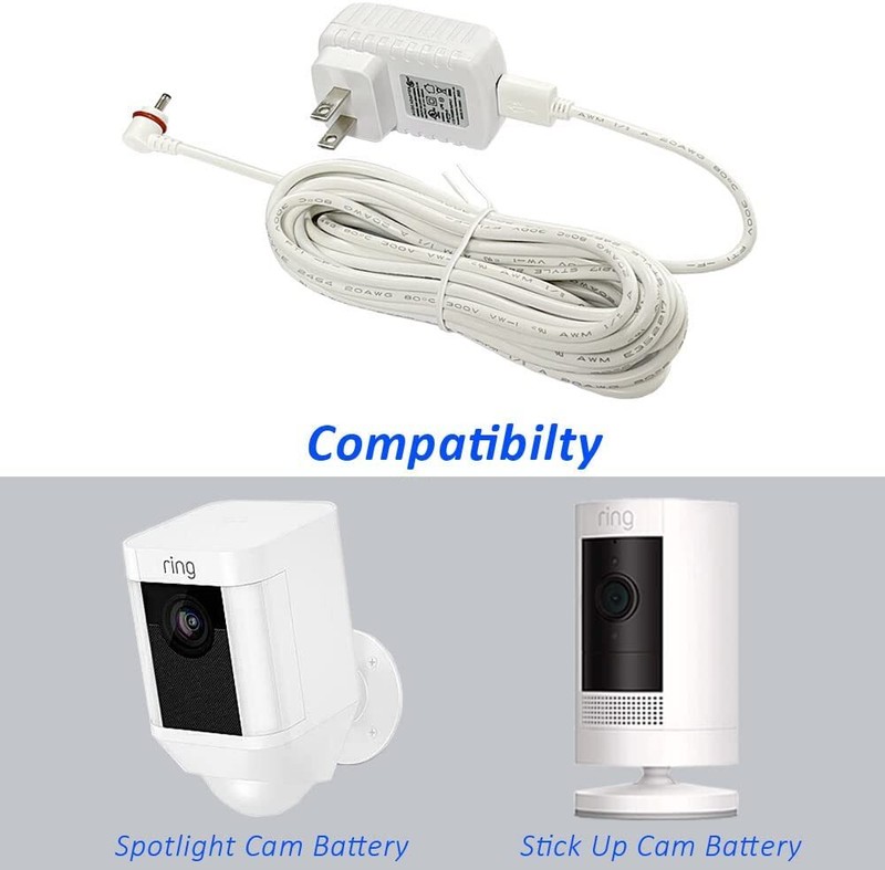 16Ft Charging Cable w/ Adapter for Ring Camera Ring Power Cord for Ring Stick Up gallery