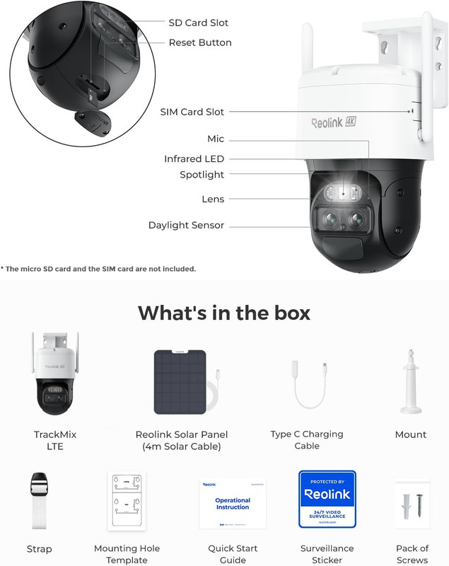 REOLINK 4K Dual Lens 4G Cellular Security Camera Wireless Outdoor, 360 PTZ with gallery