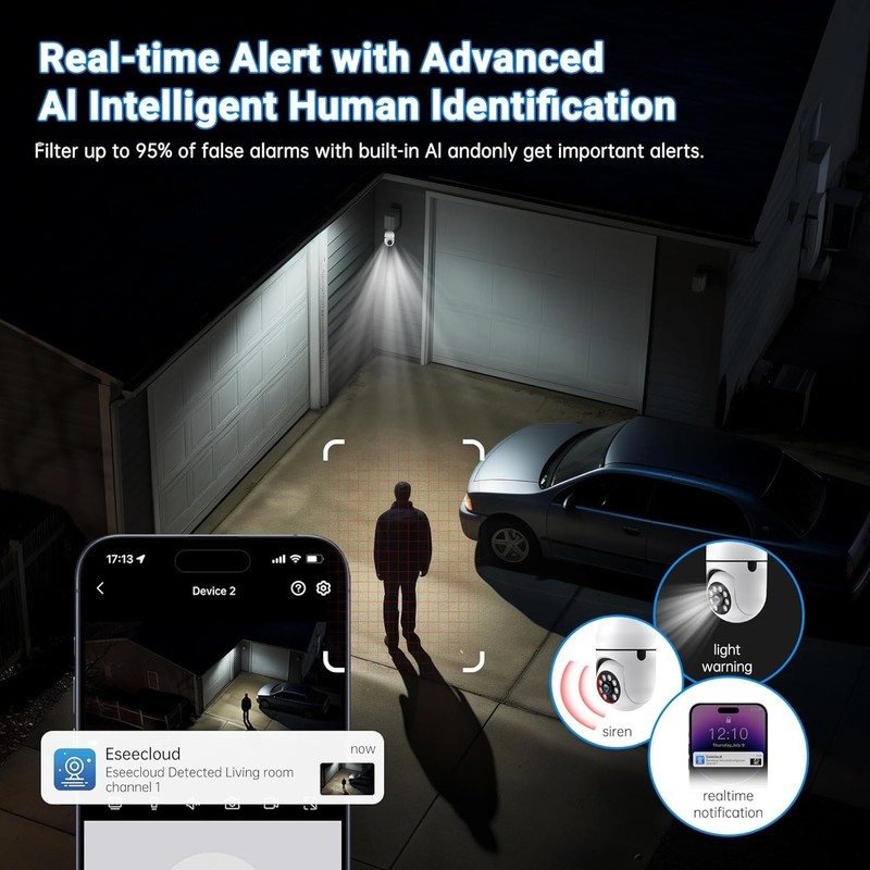 Security Camera 2 Packs, 5G&2.4GHz 2K Security Cameras Wireless Outdoor 360° PTZ gallery