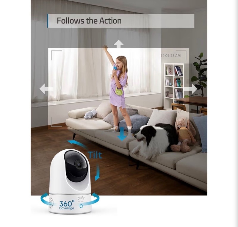 eufy Security Indoor Cam E220, Camera for home Security, Pan & Tilt, Dog/Pet Cam gallery