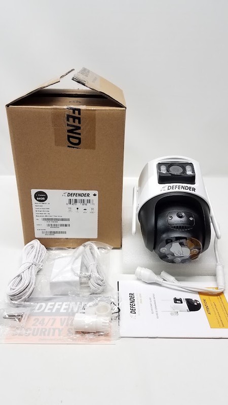 Defender AI Powered Guard Pro 3K Plus PTZ Dual Lens Security Camera 64GB
