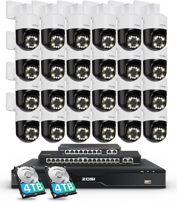 ZOSI 4K 32CH PoE Security Camera System 8MP PTZ Outdoor Cameras Auto Human Track gallery