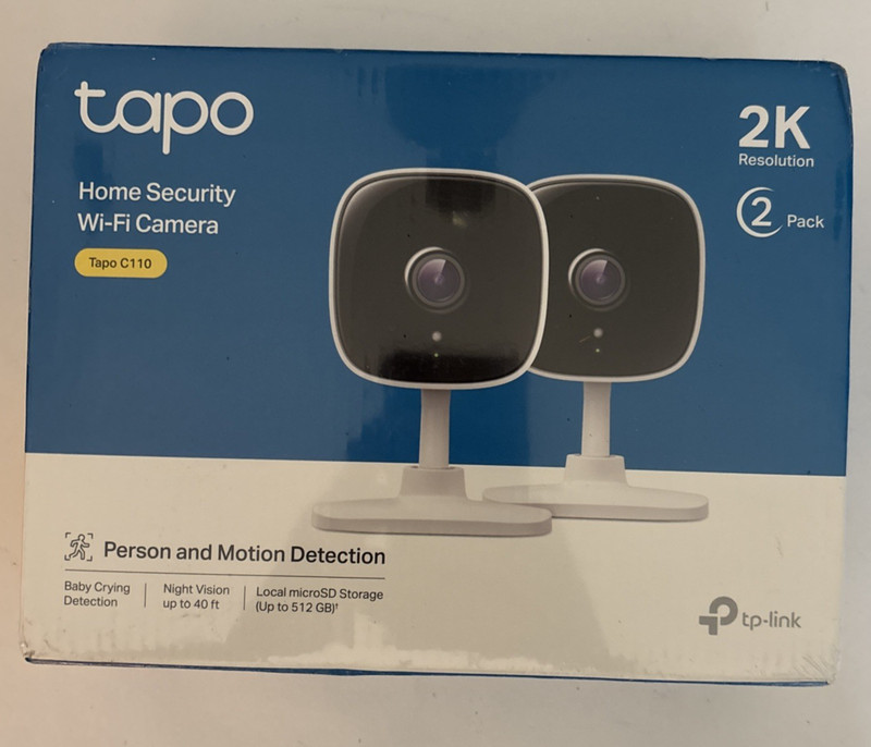 TP-Link Tapo C110P2 2K Home Security Wi-Fi Camera 2-Pack White C110