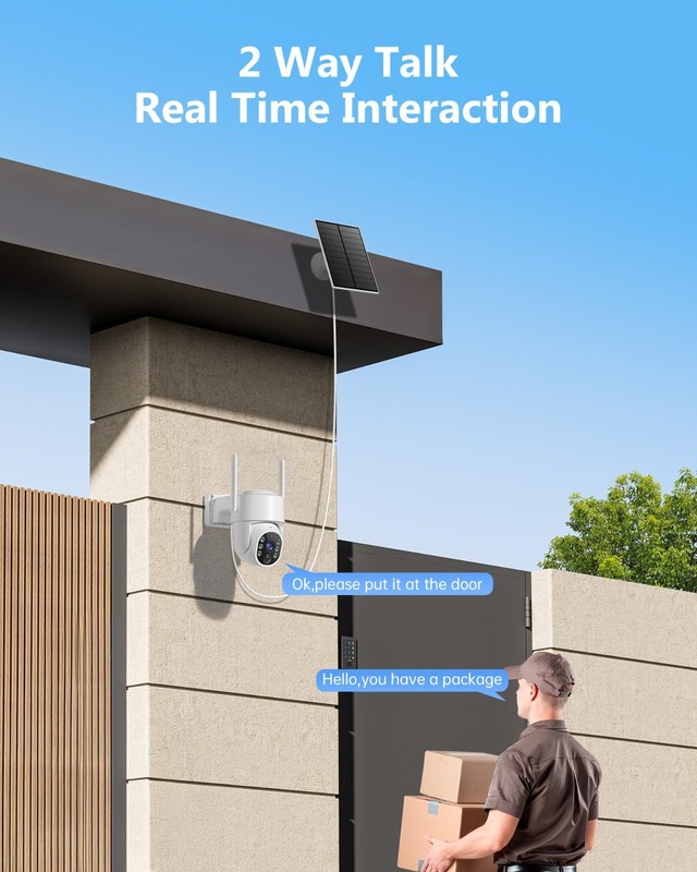 2 Pack 5G Wireless Solar Security Cameras Outdoor, 2K Color Night Vision, PTZ, 2 gallery