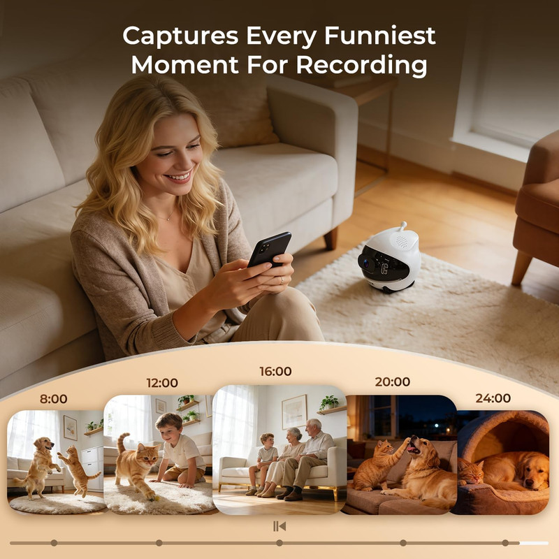 1080P Robot Camera on Wheels with Night Vision & 2-Way Talk for Pets & Kids gallery