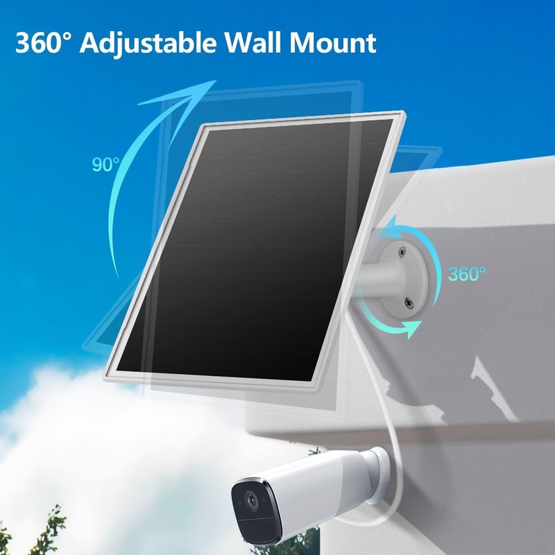 Weather-Resistant Solar Panel for Security Cameras - USB-C & Micro USB Support gallery