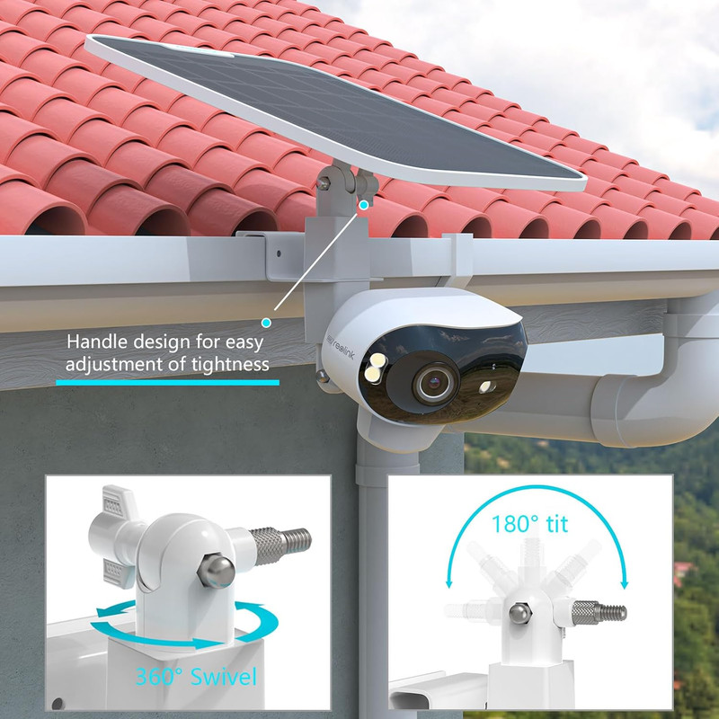 2-In-1 Gutter Bracket Mount for Reolink Argus 4 Pro Security Camera and Solar Pa gallery