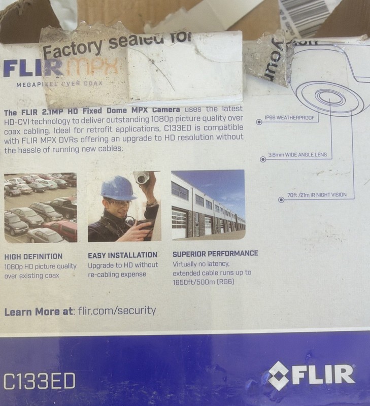 FLIR MPX C133ED 2.1 MP Vandal-Resistant Dome Camera With 60' BNC Cable gallery