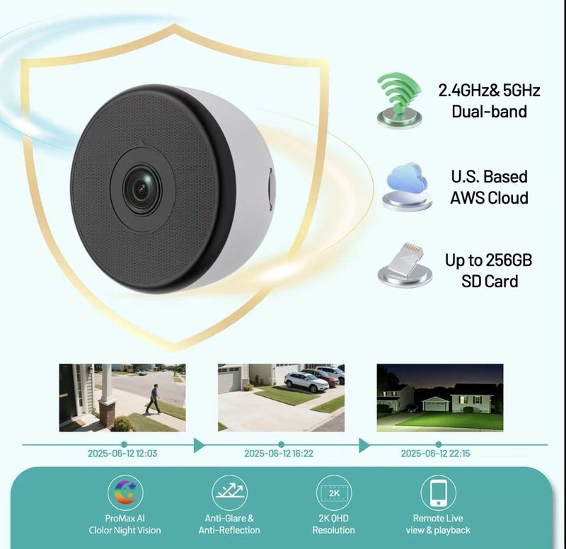 2k Window Camera, 5G & 2.4GHz WiFi Indoor Dome Camera for Home Security with Ful gallery