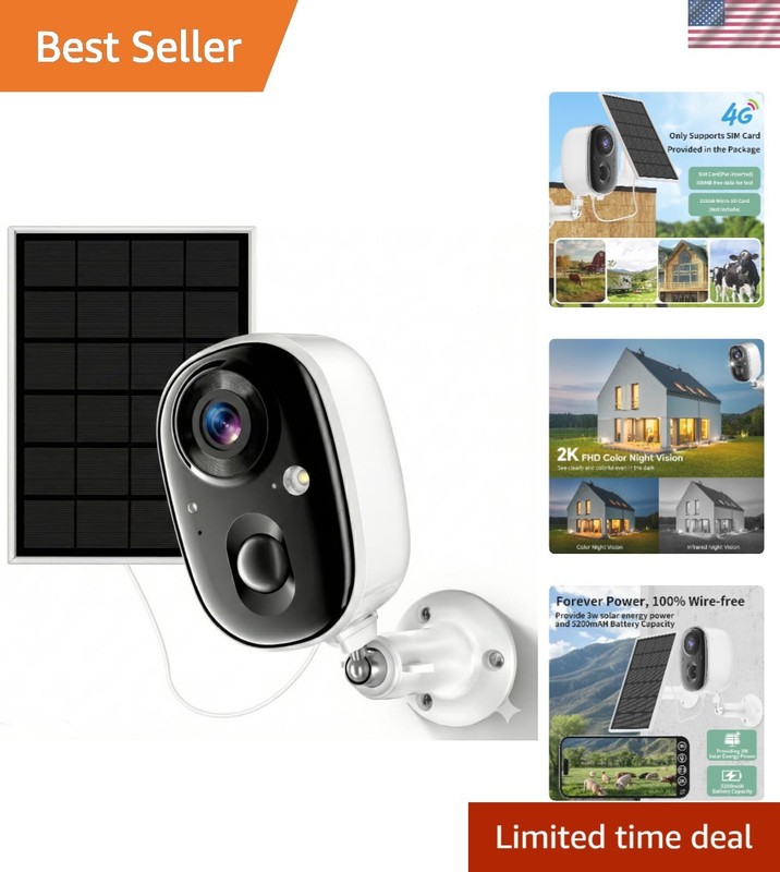 Weather-Resistant 4G LTE Security Camera – 2K Resolution for Farms & Ranches
