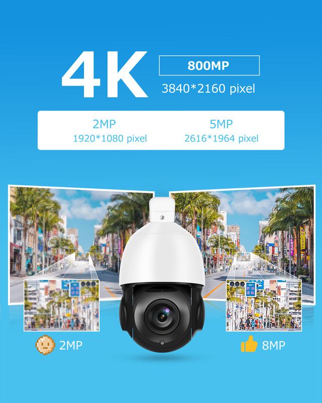 360° 8MP PTZ POE IP Outdoor Security Camera 4K 30X Optical Zoom IR Night CCTV gallery