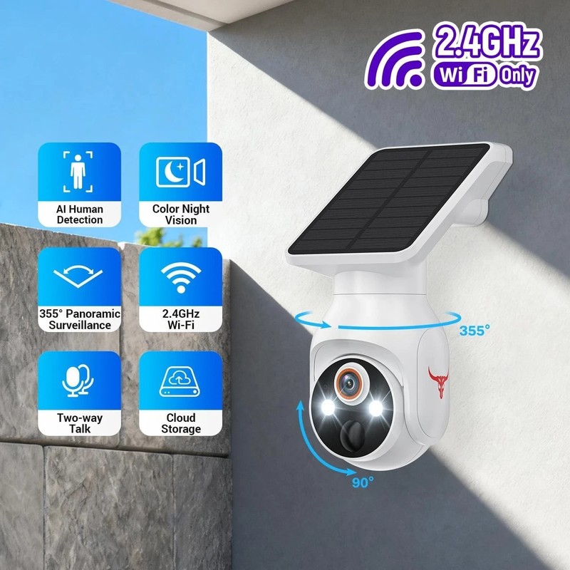 Camara De Seguridad Solar 360 Para Casa Exterior 2.4G WiFi Con Audio y Micrófono gallery