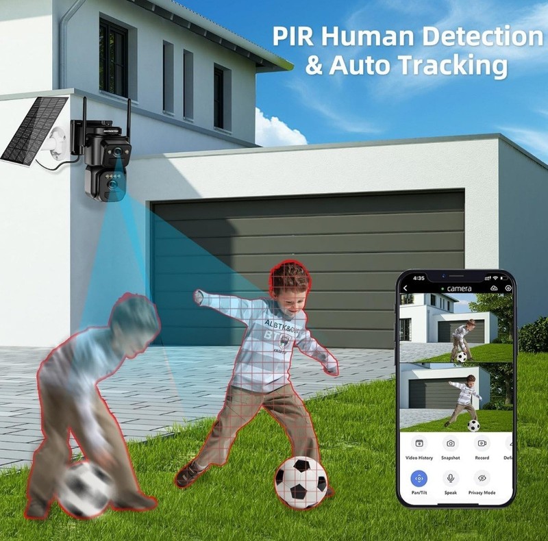 BEENOCAM 4K Solar Security Cameras Wireless Outdoor Dual Lens 360°PTZ Solar gallery