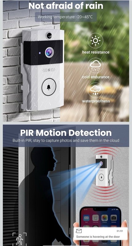 Wireless Wi-Fi Video Doorbell Camera with Two Way Audio,Outdoor Front Door Cam. gallery