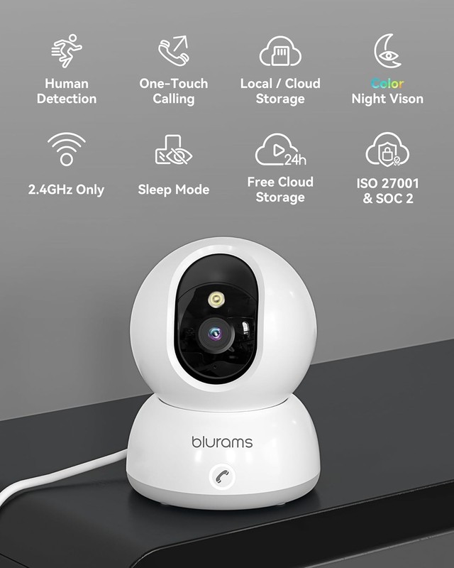 blurams Security Camera for Home Security Pet Camera 2.4G WiFi Baby Monitor 2PCS gallery