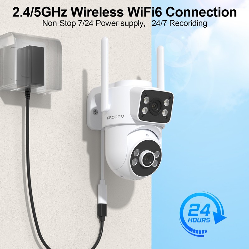 ARCCTV 8MP Dual Lens In/Outdoor Security Camera 5G WiFi Outdoor 360°PTZ CCTV Cam gallery