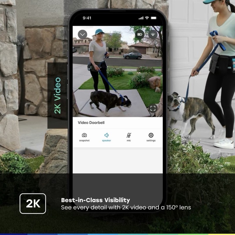 myQ Video Doorbell 2K Camera, Battery/ Wired, Color Night Vision, Live View gallery