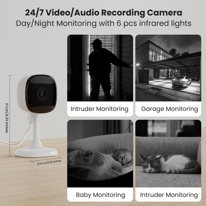 2 Pack 1080P Indoor Wired Cameras, Home Indoor Cameras for Dog/Cat/Pet/Nanny/... gallery