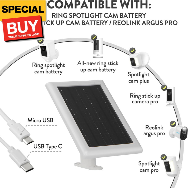 Ring Solar Panel (2nd Generation), 5W for Stick Up Cam, Stick Up Cam Pro, Spotli gallery