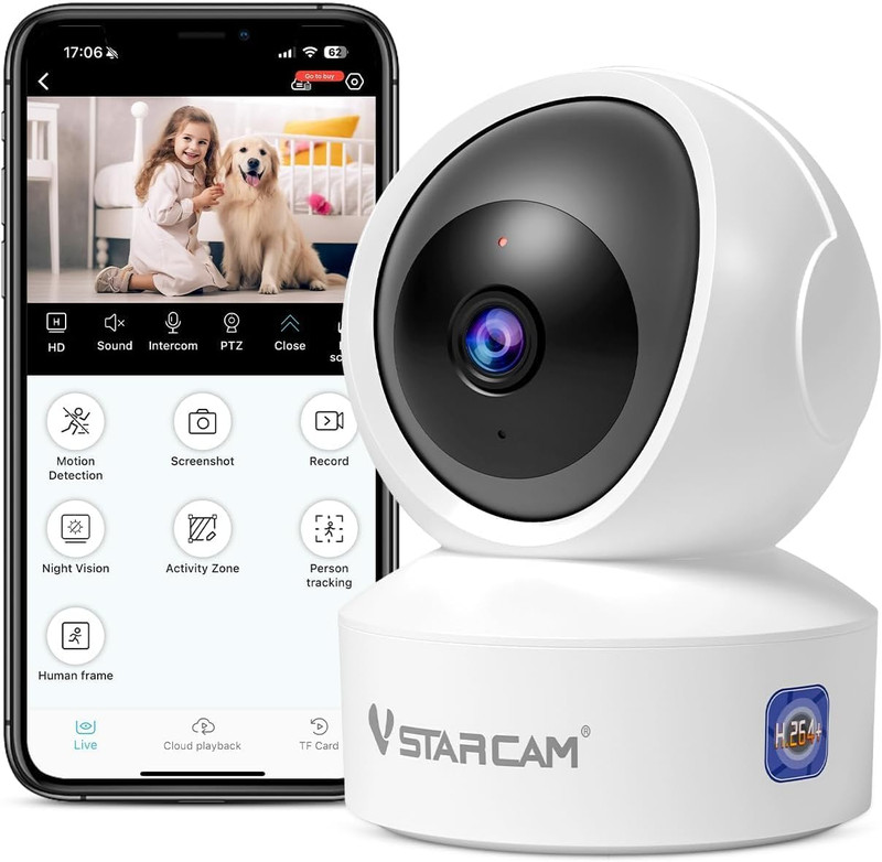 3MP Pet Camera Indoor with Phone App, 360° Indoor Security Camera with Color Nig gallery