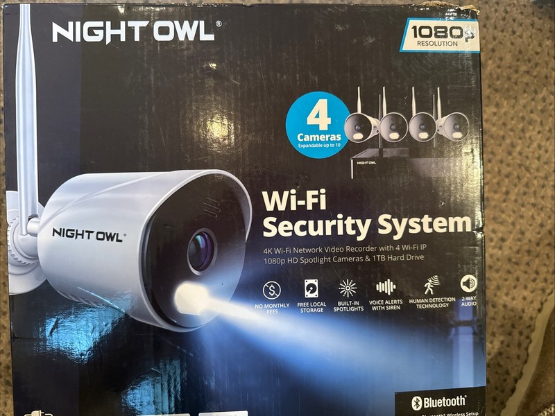 New Night Owl Wi-Fi Security System x4 IP 1080p Cameras WM-BTWN81-2-4L FreeS&H