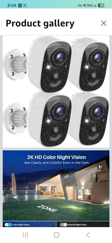 4x GMK Security Cameras Wireless Outdoor, Color Night Vision AI Motion Detection