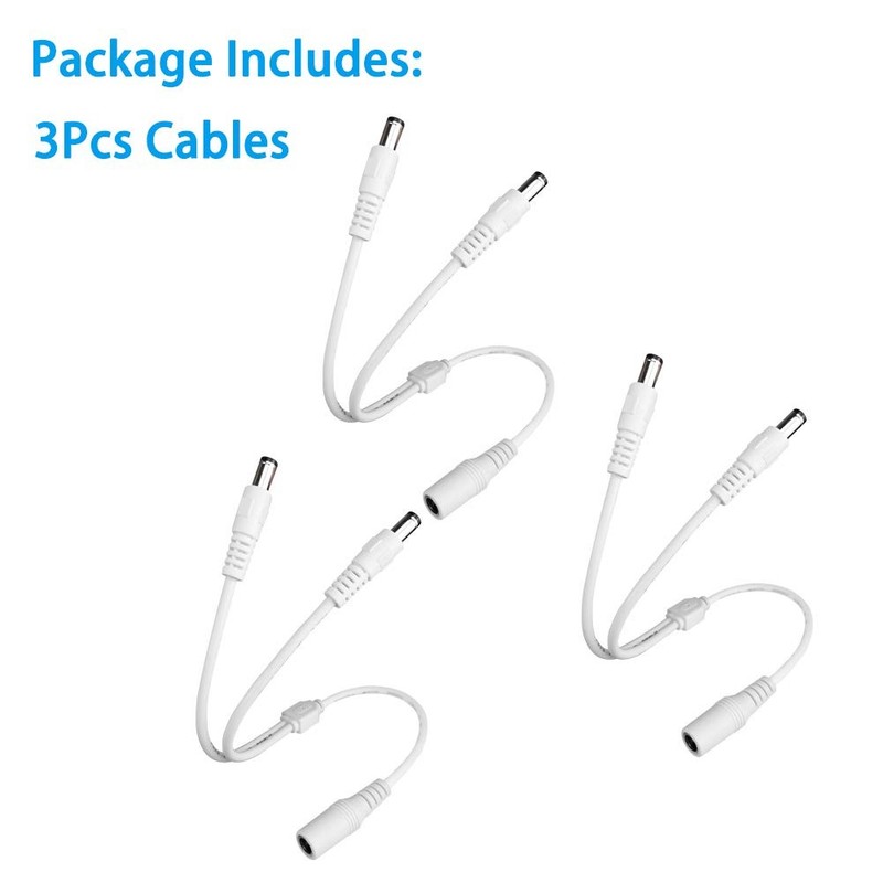 SIOCEN 3 Pack DC Power 1 Female to 2 Male 5.5mm x 2.1mm Supply White gallery