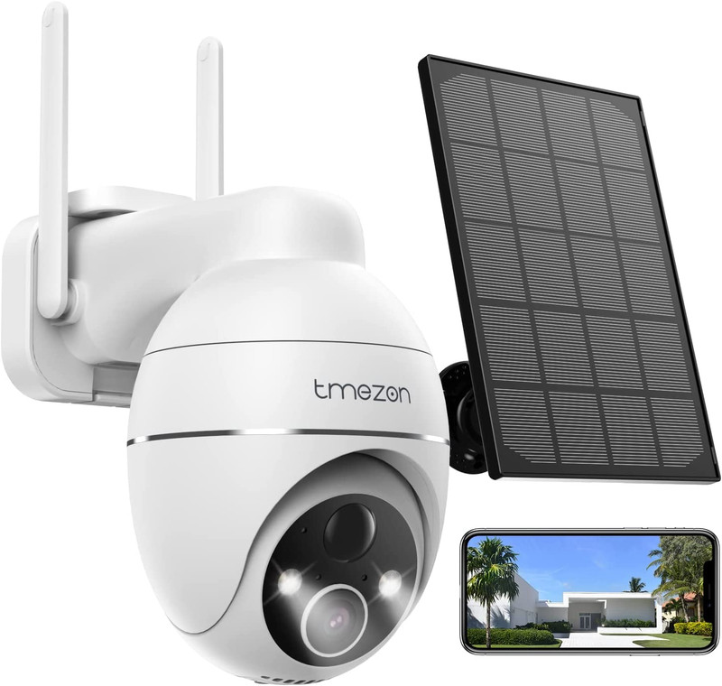 Solar Battery Surveillance Camera Outdoor, 2K Wireless PTZ WLAN IP Outdoor Camer