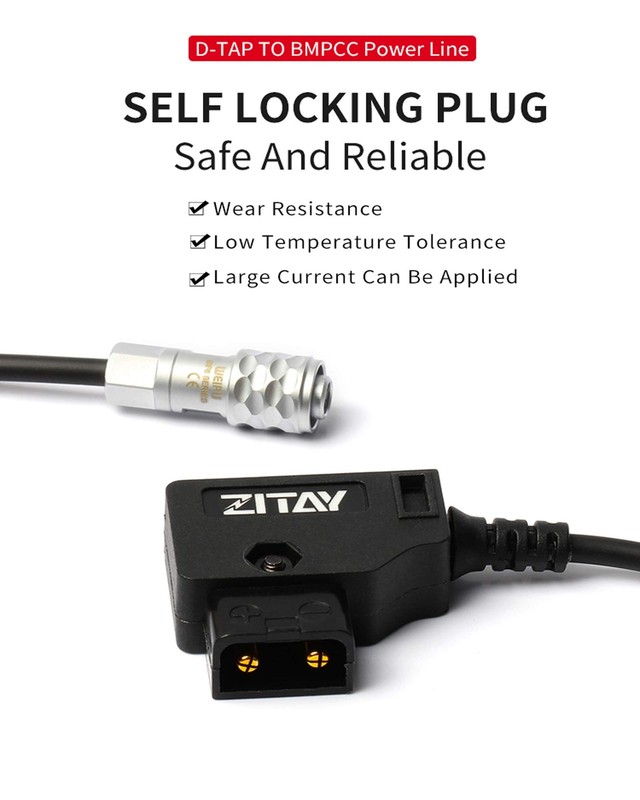 D-Tap to BMPCC 4K 6K Power Cable, Straight Cord, Blackmagic Pocket Cinema Cam gallery