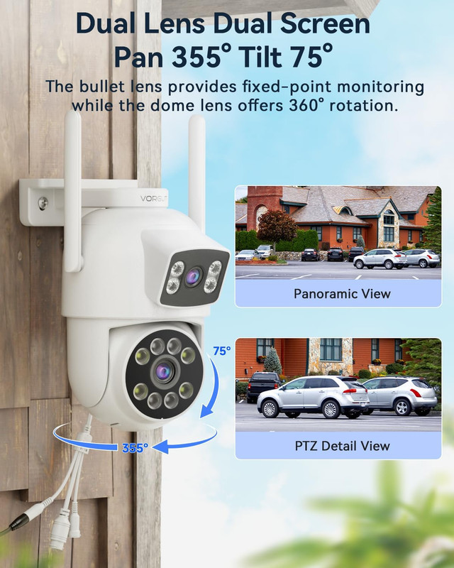 Wireless Security Camera System with 12" Monitor & 4 Dual Lens Cameras gallery