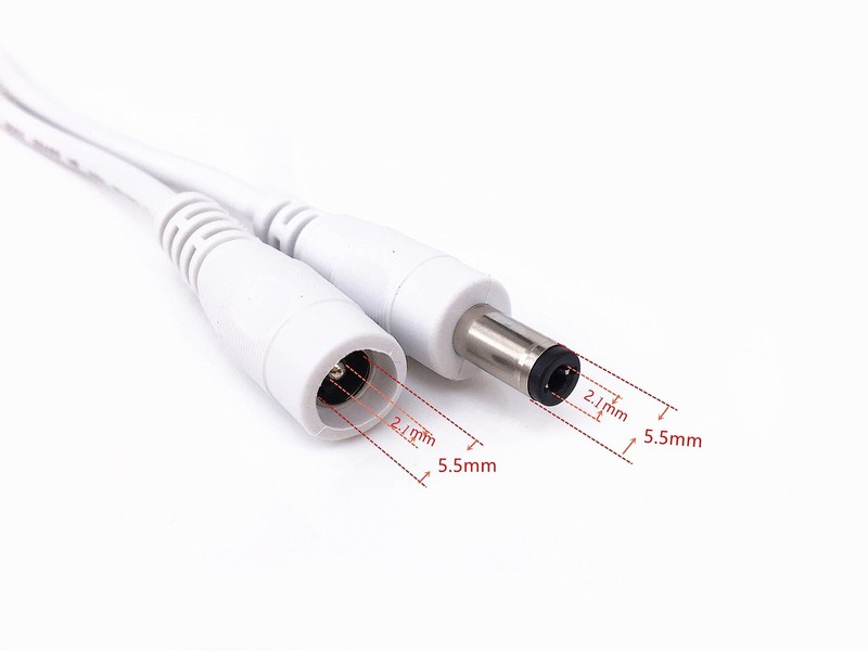 HUALAND 2 pcs White 5m 16.4 ft 5.5mm x 2.1mm DC Plug Extension ft, gallery