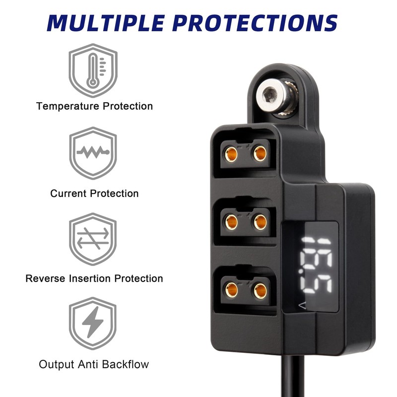 D-Tap 1×3 Power Splitter Adapter with Voltage Display & 1/4 Mounting Screws f... gallery