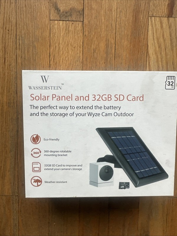 Wasserstein Solar Panel Compatible with Wyze Cam Outdoor with 32GB SD card gallery