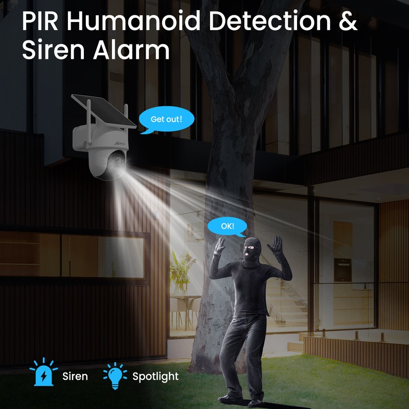 ANRAN 4MP Outdoor Solar Security Camera Wifi Battery Powered Wireless 360° PTZ gallery