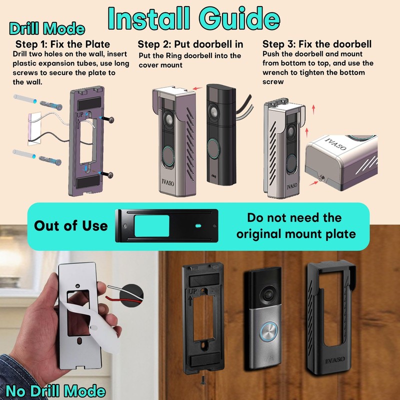 Anti-Theft Angle Adjustable Doorbell Coverd Mount Bracket for Ring Wired Door... gallery