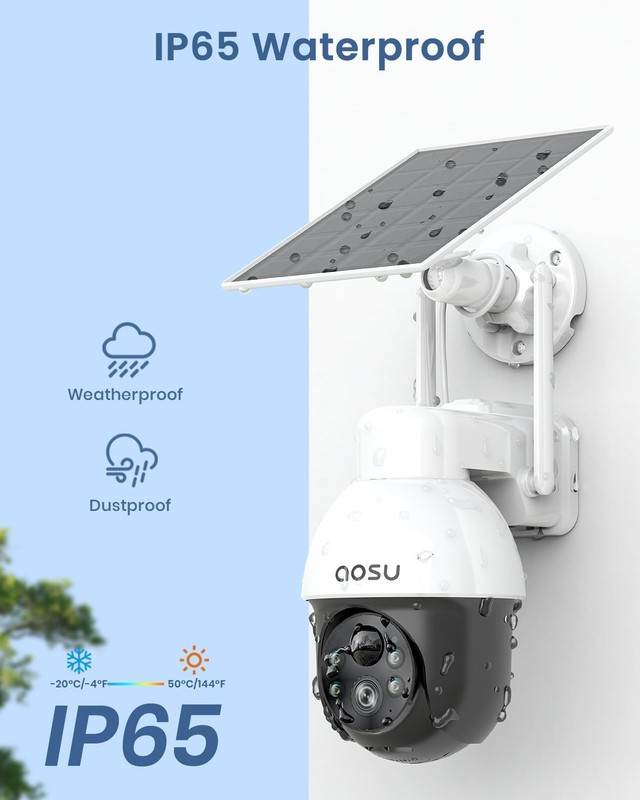 AOSU Solar Security Camera Wireless Outdoor with Panoramic PTZ, Human 1 Pack gallery