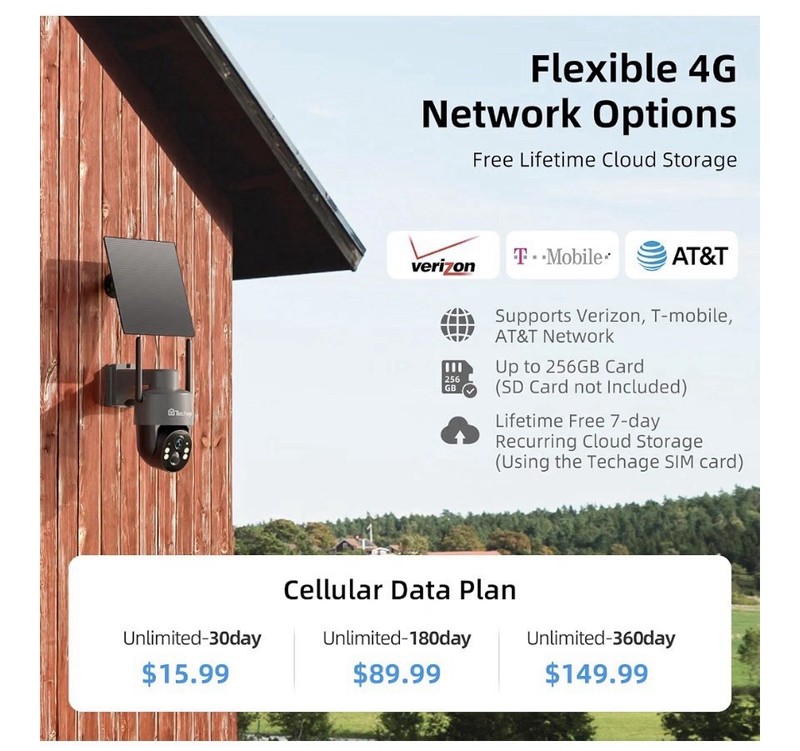4G LTE Cellular Solar Security Camera Wireless Outdoor, 2.5K NO WiFi gallery