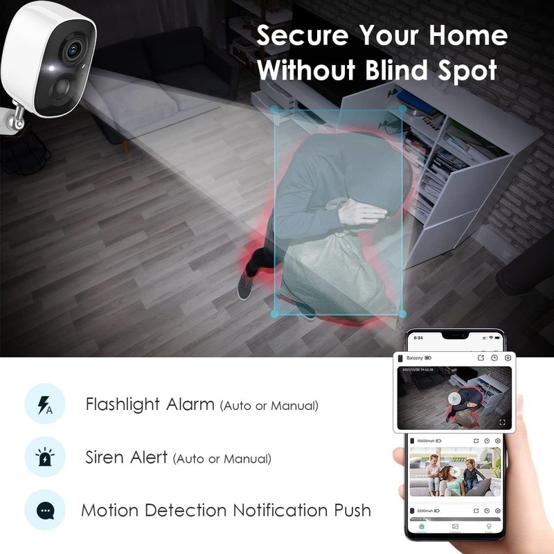 GMK Security Camera Wireless Outdoor, 2K Color Night Vision AI Motion Detection gallery