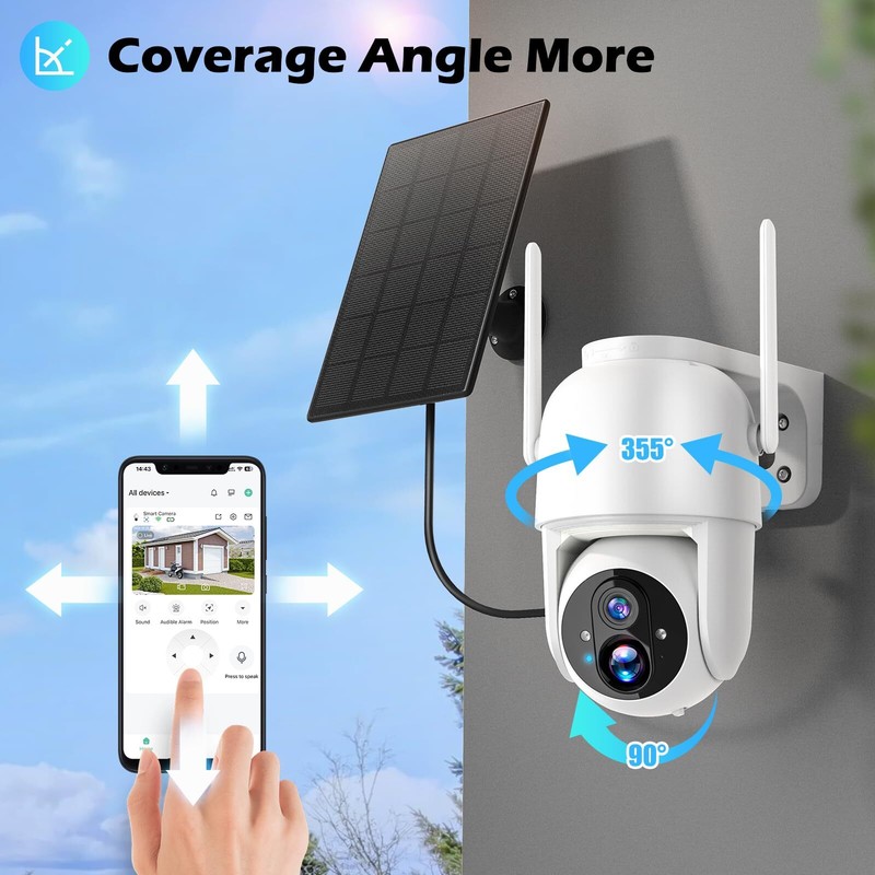 Solar Powered 2K Wireless Security Camera 355 Coverage with Night Vision gallery