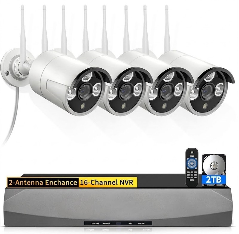 4 Camaras De Seguridad Wifi Exterior 1080P Inalambrica Con Vision Nocturna Video