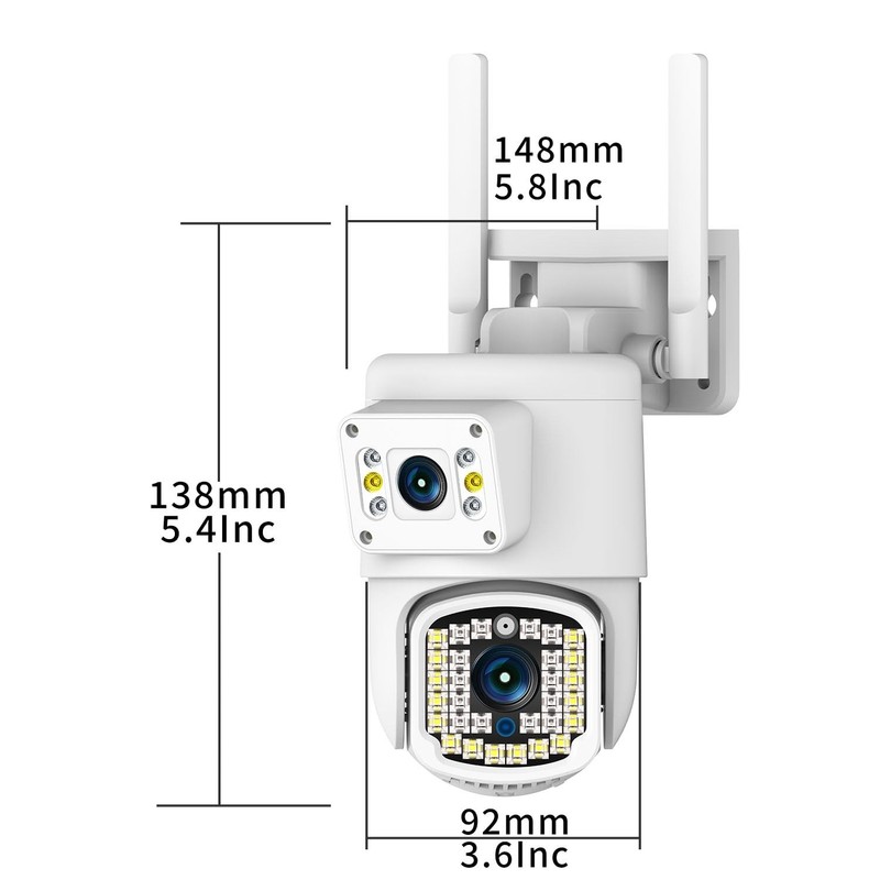 Dual Lens Outdoor PTZ Security Camera, 4MP WiFi, White gallery